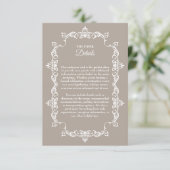 Carte D'accompagnement Classic Taupe Linen Brown Ornately Framed Wedding (Debout devant)