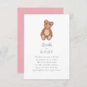 Carte D'accompagnement Classic Teddy Bear Baby shower rose (Devant / Derrière)