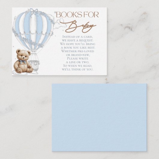 Carte D'accompagnement Classic Teddy Bear Toile Balloon Livres pour bébé (Devant / Derrière)
