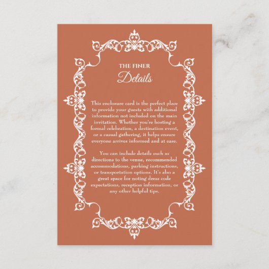 Carte D'accompagnement Classic Terracotta Clay Ornately Framed Wedding (Devant)