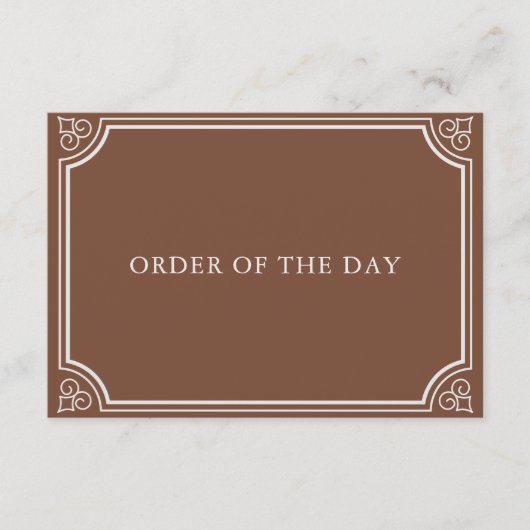 Carte D'accompagnement Classic Terracotta & Ecru Mariage Timeline (Devant)