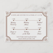 Carte D'accompagnement Classic Terracotta & Ecru Mariage Timeline (Dos)