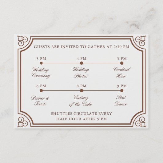 Carte D'accompagnement Classic Terracotta & Ecru Mariage Timeline (Dos)