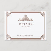 Carte D'accompagnement Classic Vintage Brown & Ecru Mariage Détails (Dos)