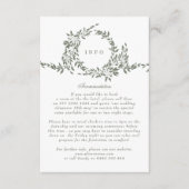Carte D'accompagnement Classic Wreath Sage Green Elegant Wedding INFO (Devant)