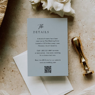 Carte D'accompagnement Classique bleu rouillé QR Code élégant mariage