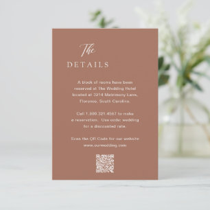 Carte D'accompagnement Classique Burnt Orange QR Code Mariage élégant