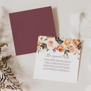 Carte D'accompagnement Classique Chic Boho Floral Vœu de Lune de Miel