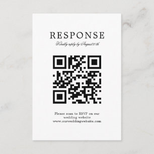 Carte D'accompagnement Classique Élégant Mariage Simple Rsvp QR Code