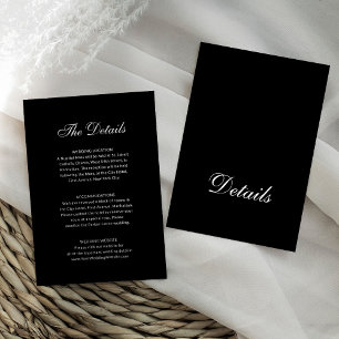 Carte D'accompagnement Classique Formel Noir   Détails pour les invités d