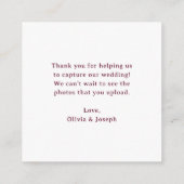 Carte D'accompagnement Classique Luxe | Code QR de mariage Capturer l'amo (Dos)