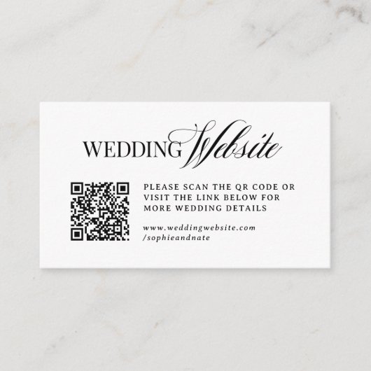 Carte D'accompagnement Classique Luxe | Code QR du site Web de mariage (Devant)