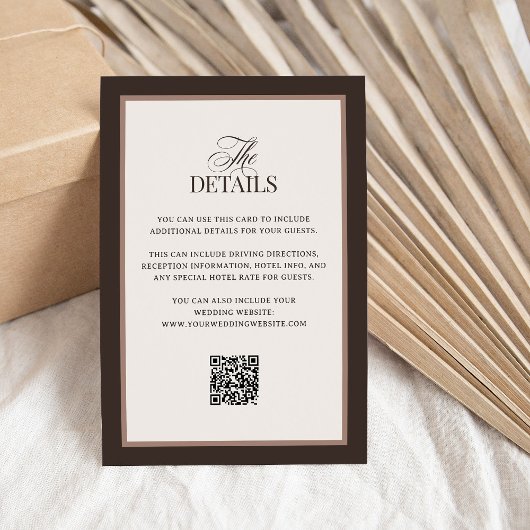 Carte D'accompagnement Classique Luxe Marron | Détails pour les invités d