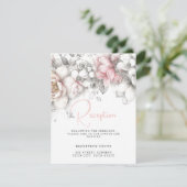 Carte D'accompagnement Classique Moderne Fleurs d'Ivoire et de Rose (Debout devant)