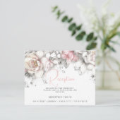 Carte D'accompagnement Classique Moderne Fleurs d'Ivoire et de Rose (Debout devant)