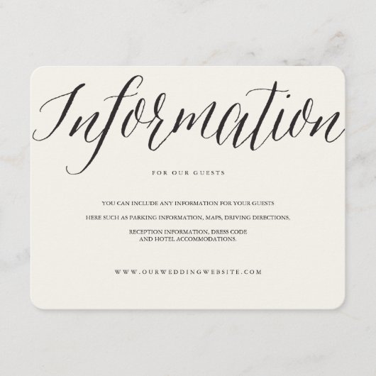 Carte D'accompagnement Classique Simple Script Moderne Mariage Informatio (Devant)