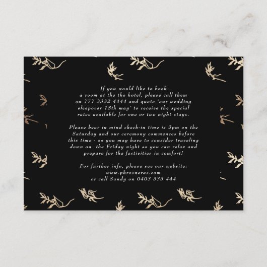 Carte D'accompagnement classique White Black Gold crest détails mariage (Dos)