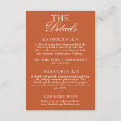 Carte D'accompagnement Classy Burnt Orange Old Money Chic Wedding Details (Devant)