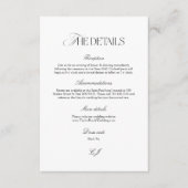 Carte D'accompagnement Classy Calligraphy Black and White Wedding Details (Devant)