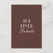 Carte D'accompagnement Classy Chocolate Brown Old Money Wedding Details (Dos)