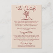 Carte D'accompagnement Classy Deep Red Floral Bouquet Wedding Details (Devant)