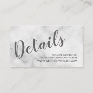 Carte D'accompagnement Classy Elegant Marbre blanc Mariage Website Card