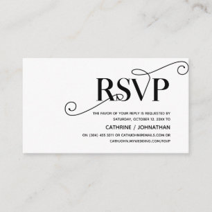 Carte D'accompagnement Classy élégant, Script noir, réponse RSVP