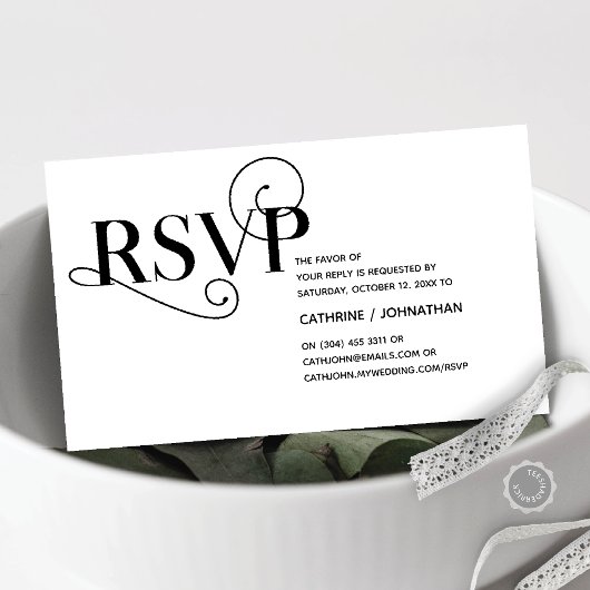 Carte D'accompagnement Classy élégant, Script noir, réponse RSVP