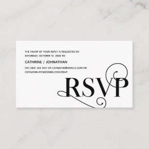 Carte D'accompagnement Classy élégant, Script noir, réponse RSVP