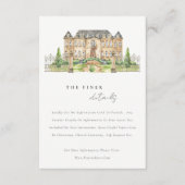 Carte D'accompagnement Classy Garden Chateau Aquarelle Détails du Mariage (Devant)