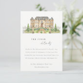 Carte D'accompagnement Classy Garden Chateau Aquarelle Détails du Mariage (Debout devant)