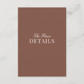 Carte D'accompagnement Classy Old Money Mocha Brown Ivory Wedding Details (Devant)