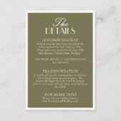 Carte D'accompagnement Classy Olive Green Old Money Fancy Wedding Details (Devant)