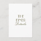 Carte D'accompagnement Classy Olive Green Old Money Fancy Wedding Details (Dos)