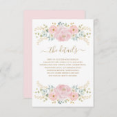 Carte D'accompagnement Classy Pink Gold Botanical Détails sur le Mariage  (Devant / Derrière)