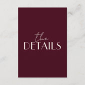 Carte D'accompagnement Classy Raspberry Ivory Old Money Wedding Details (Dos)