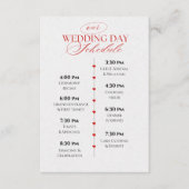Carte D'accompagnement Classy Red Hearts Wedding Day Schedule Timeline  (Devant)
