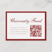 Carte D'accompagnement Classy Wine Red University Fund QR Code Graduation (Devant)