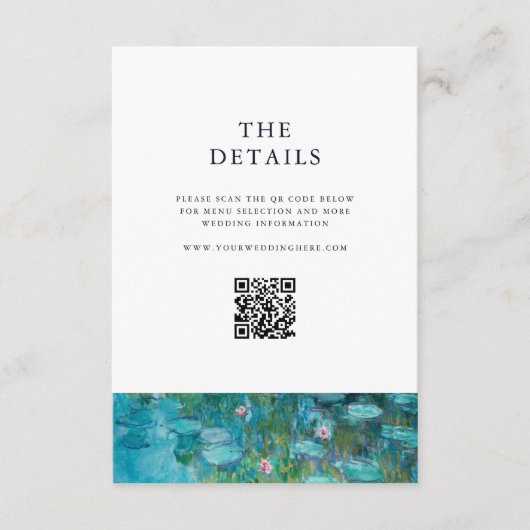 Carte D'accompagnement Claude Monet Water Lilies Mariage (Devant)