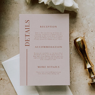 Carte D'accompagnement Clean Line Terracotta Détails du Mariage