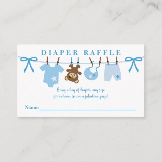 Carte D'accompagnement Clothesline Baby shower de plongeur Raffle (Devant)