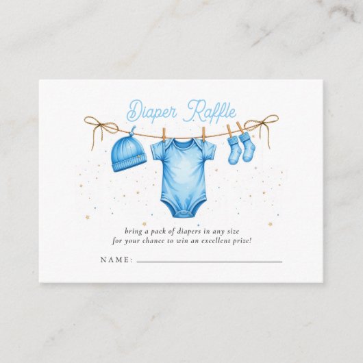 Carte D'accompagnement Clothesline Blue Boy Baby Shower Diaper Raffle (Devant)