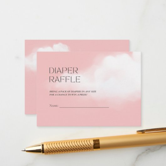 Carte D'accompagnement Cloud 9 Fille Baby shower rose Déchets Raffle (Devant/Arrière en situation)