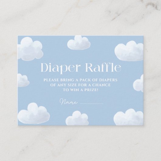 Carte D'accompagnement Cloud Neuf Baby shower Bleu Déchets Raffle (Devant)