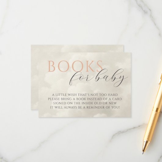 Carte D'accompagnement Cloud Neuf livres de Baby shower pour bébé (Devant/Arrière en situation)