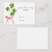 Carte D'accompagnement Clover Bow Combien de BOUCHONS jeu de mariage (Devant / Derrière)