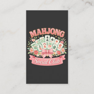 Carte D'accompagnement Club Social de Mahjong Ruban Floral Rose