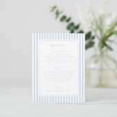 Carte D'accompagnement Coastal Blue Striped Wedding Detail (Debout devant)