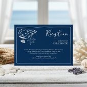 Carte D'accompagnement Coastal Blues Seashell & Script Wedding Reception
