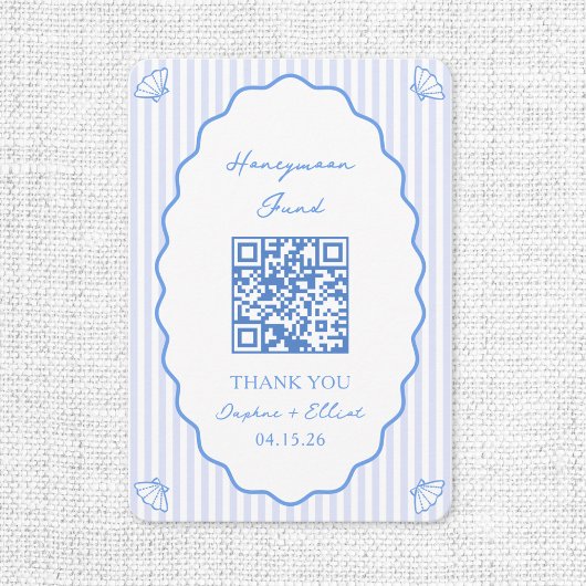 Carte D'accompagnement Coastal Chic Blue Honeymoon Fund Mariage QR Code